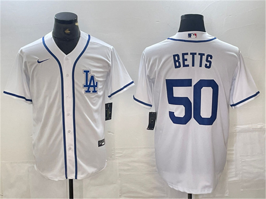 Men's White Los Angeles Dodgers #50 Mookie Betts Cool Base Stitched Baseball Jersey